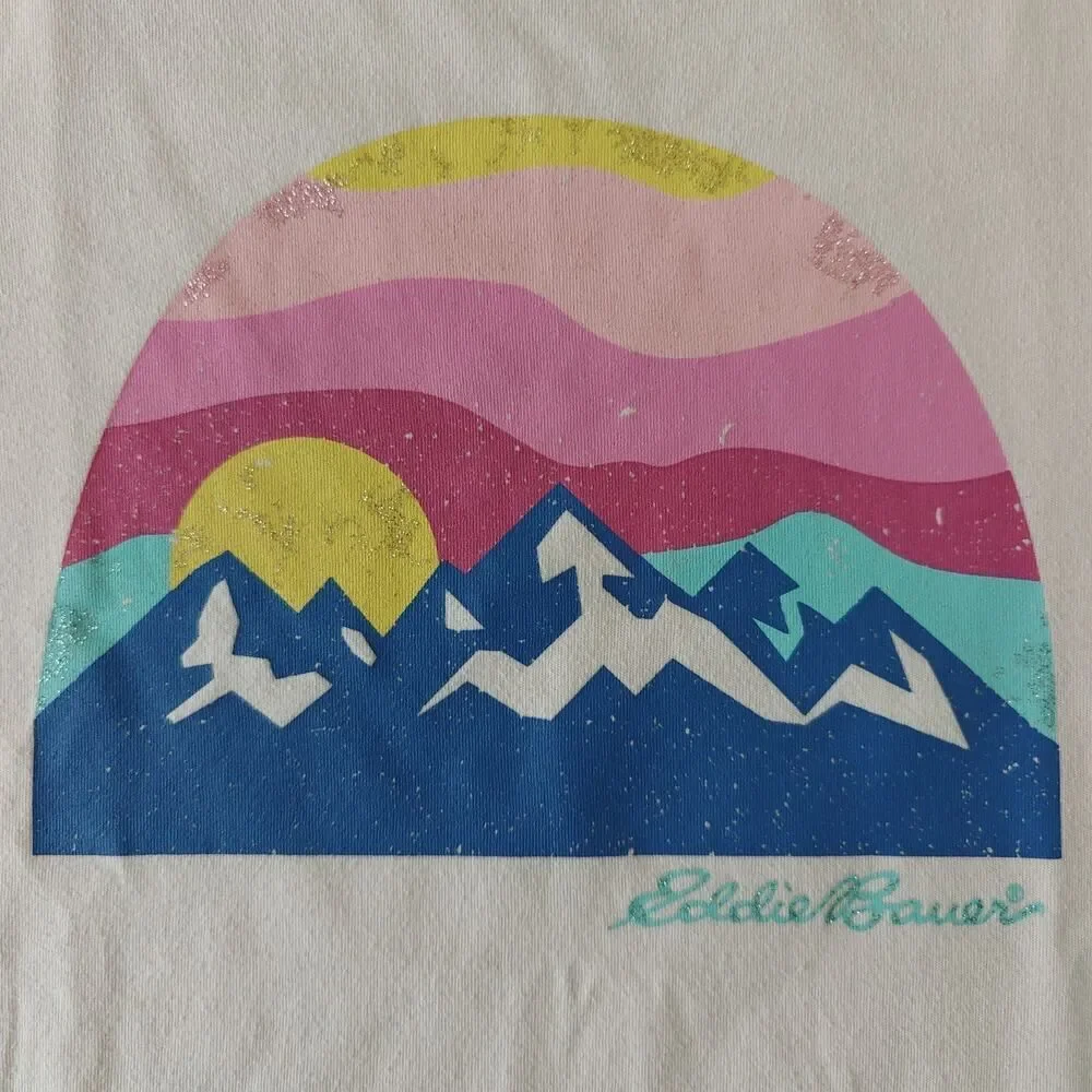 Eddie Bauer pink graphic tee & capri legging set sz L (14/16)